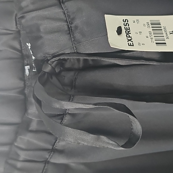 Express Satiny Loungewear Pajama Pants w Drawstring Waist Front Pockets Black - Picture 4 of 11